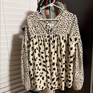 Elegant Black and Cream Polka Dot Blouse